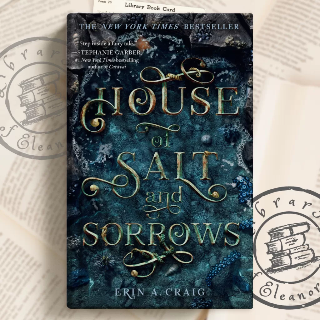 House of Salt and Sorrows a book cover with custom graphics of libraryofeleanorrigby.com for best ya Halloween books to read