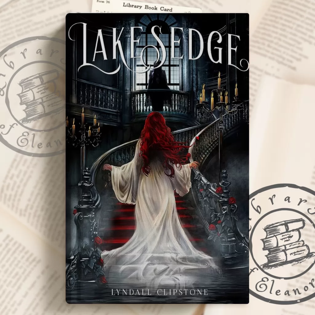 Lakesedge book cover with custom graphics of libraryofeleanorrigby.com