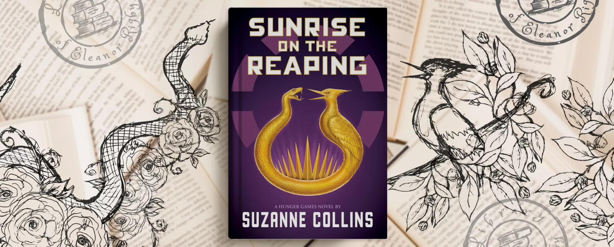 Sunrise on the Reaping by Suzanne Collins book cover and art